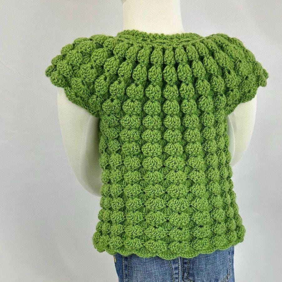 Handmade Crochet Lollipop Baby Vest: Soft Natural Yarn Cardigan (6-12 Months)