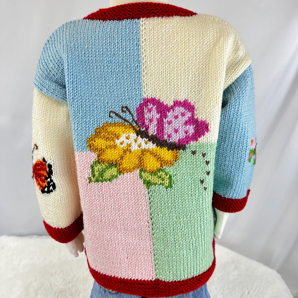 Handmade Butterfly Baby Cardigan, Soft Knit Girl Sweater,9-18 Month