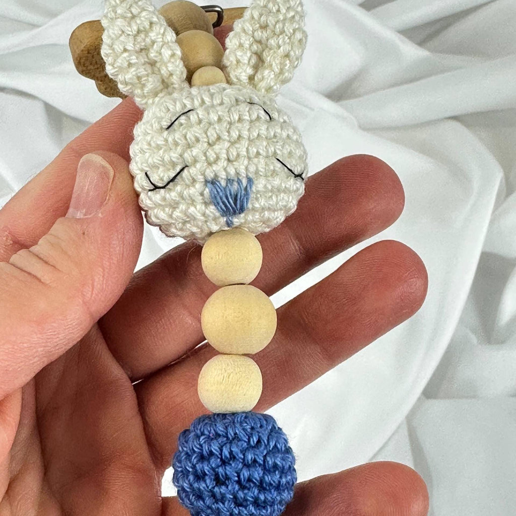 Handmade Crochet Baby Gift Set, Bunny Rattle, Pacifier Clip and Baby Booties