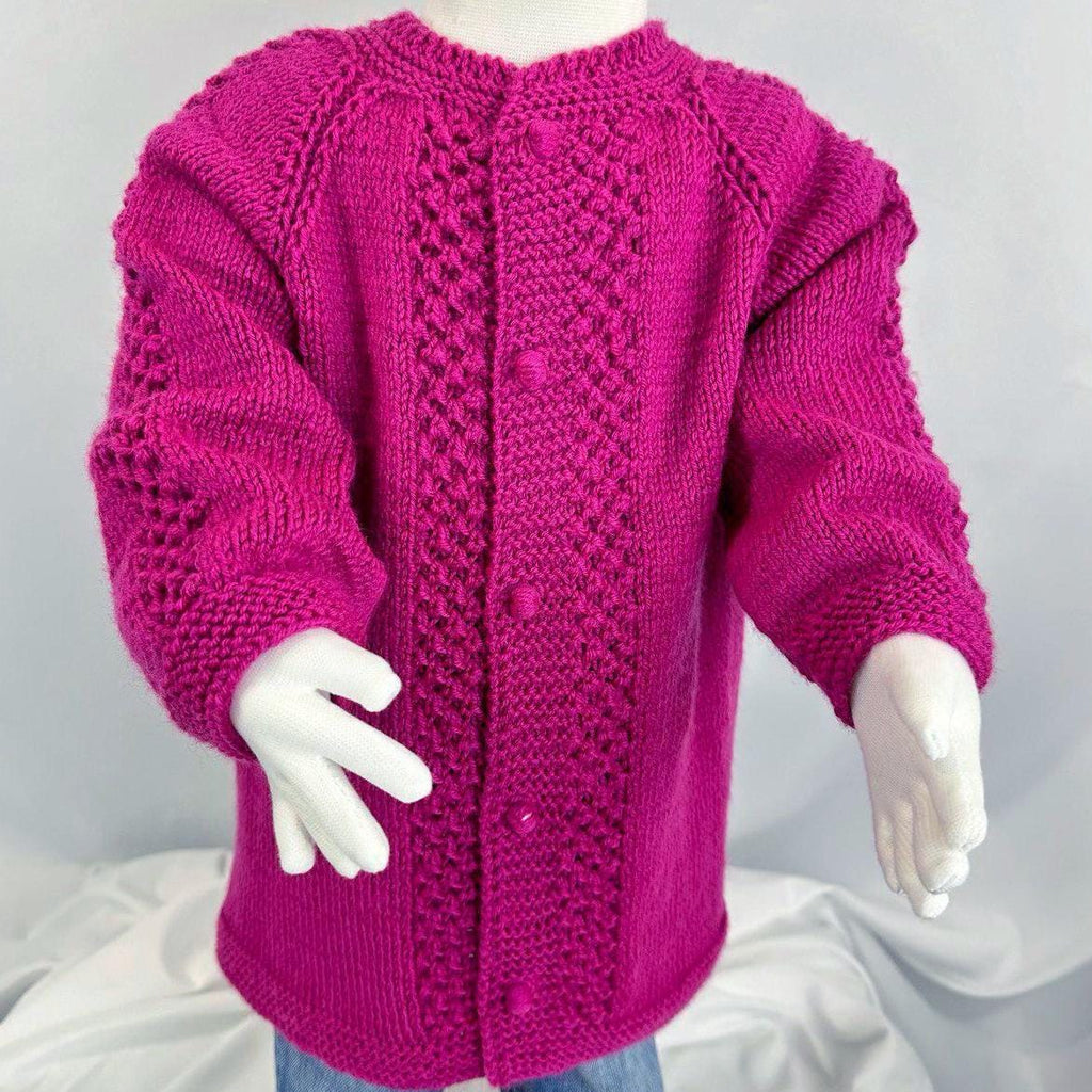 Handmade Pink Knit Baby Cardigan, Textured Knitwear, Buttoned Sweater (18-24 Month)