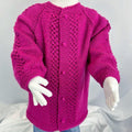 Handmade Pink Knit Baby Cardigan, Textured Knitwear, Buttoned Sweater (18-24 Month)