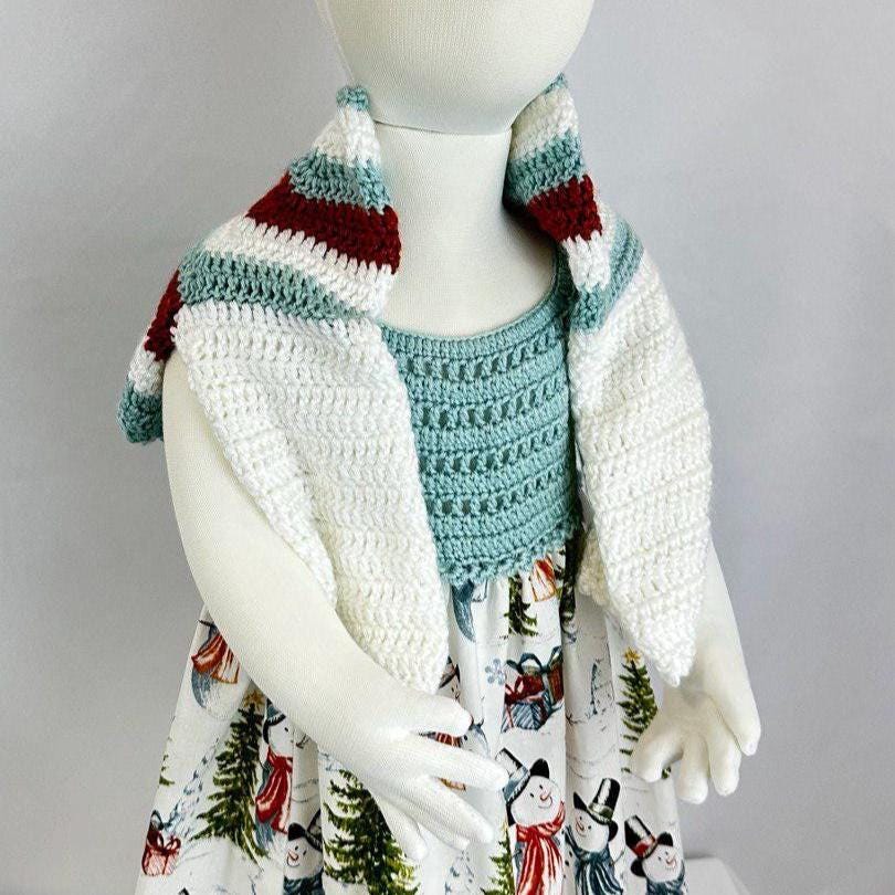 Hand-Knitted Christmas Baby Dress, Snowman Print Cotton Skirt,6-12 Month