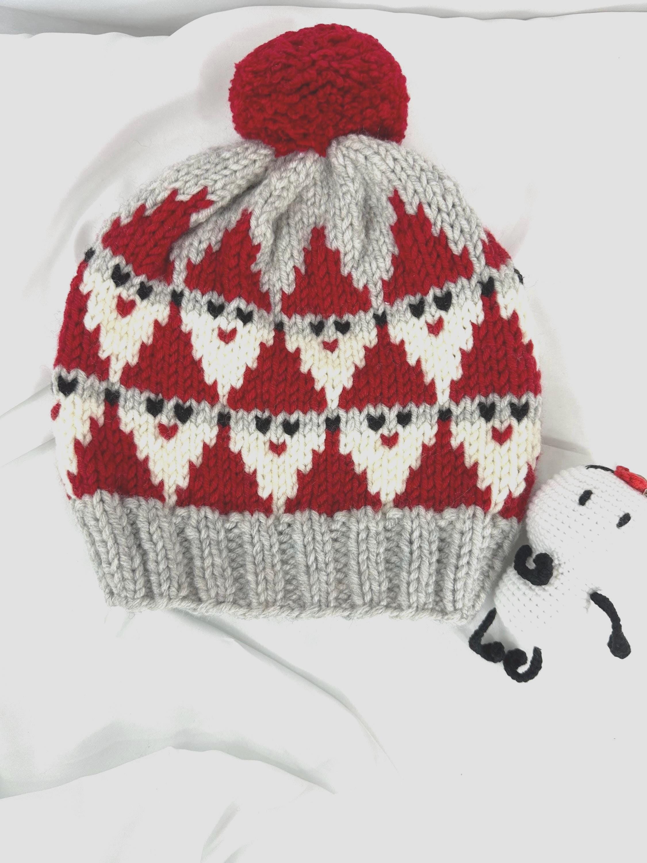 Handmade Santa Claus Knit Beanie,  Christmas Holiday Hat For Adults and Kids