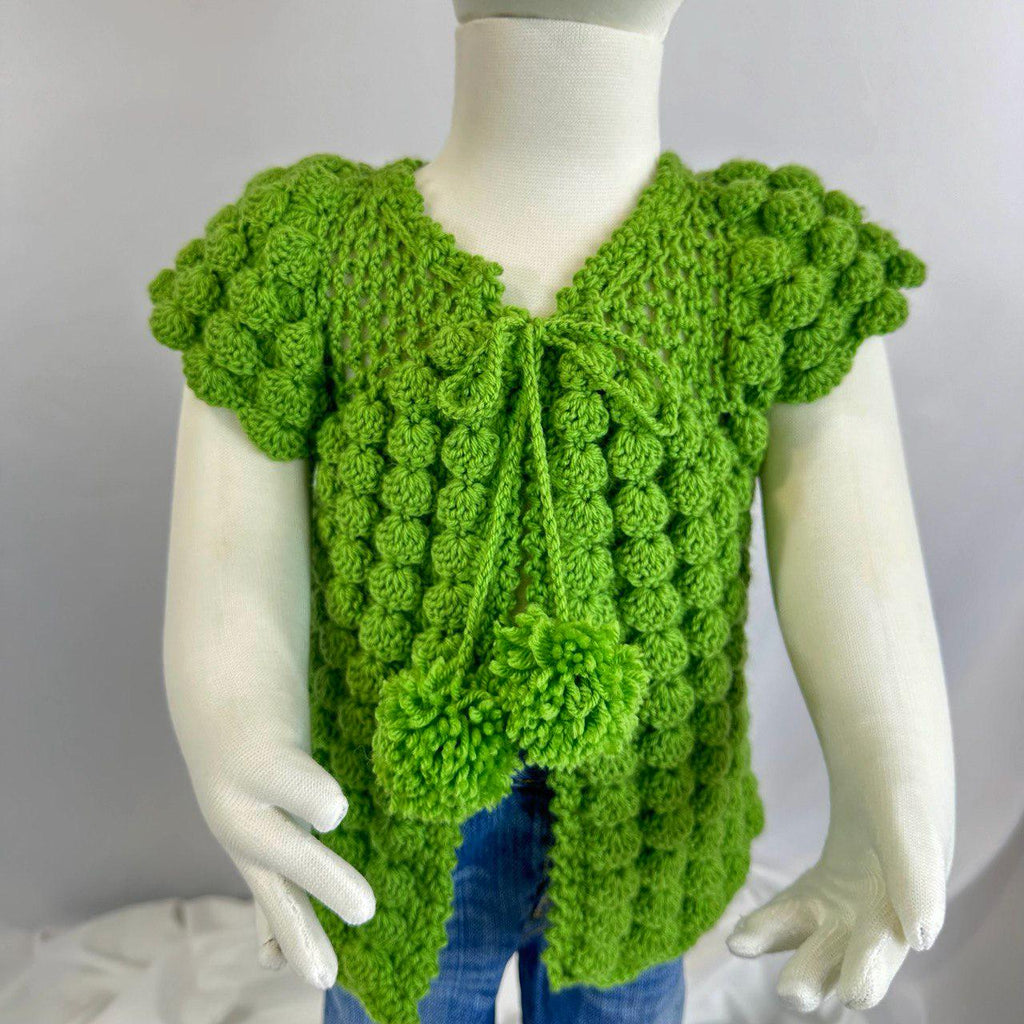Handmade Crochet Lollipop Baby Vest: Soft Natural Yarn Cardigan (6-12 Months)