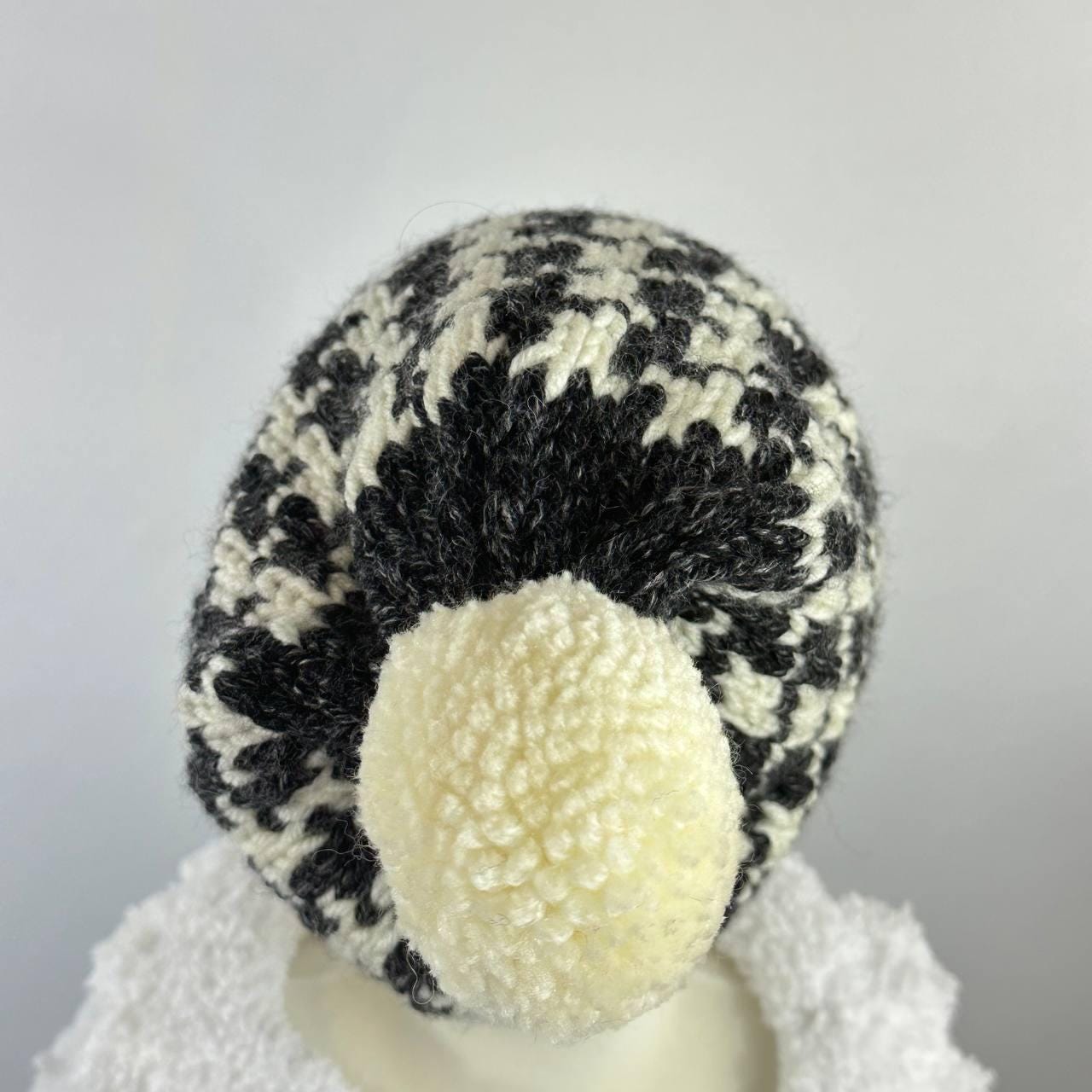 Handmade Houndstooth Knit Beanie, Matching Family Set