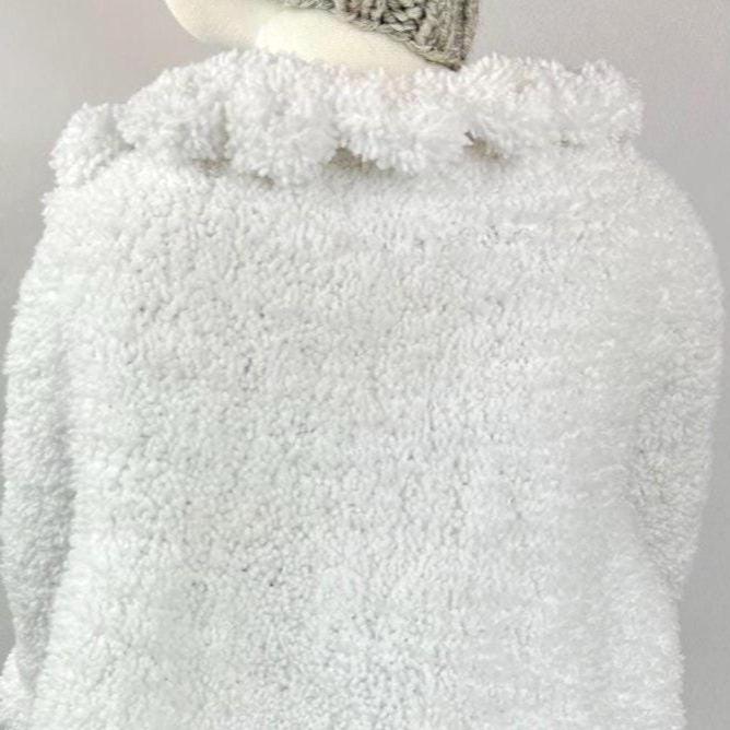 Handmade Knit Toddler Cardigan: Soft White Sweater with Red Button,18-24 month