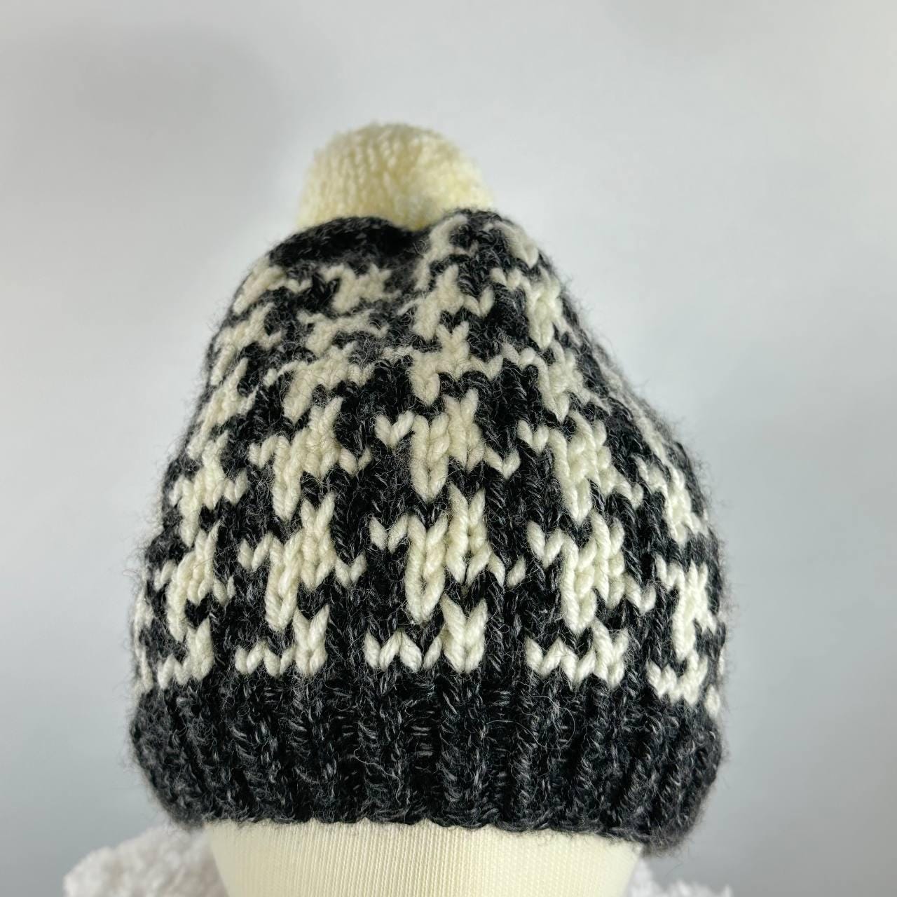 Handmade Houndstooth Knit Beanie, Matching Family Set