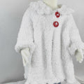 Handmade Knit Toddler Cardigan: Soft White Sweater with Red Button,18-24 month