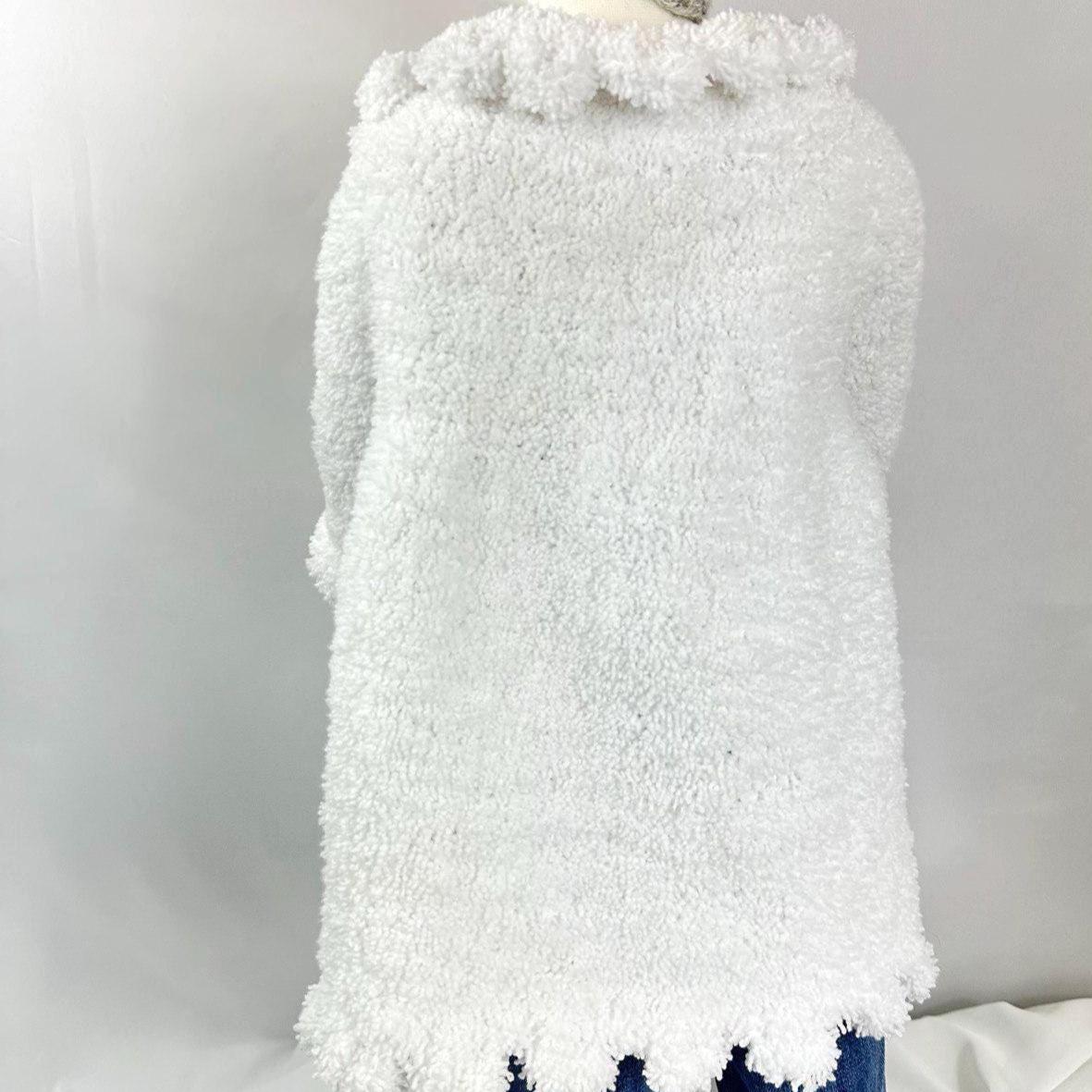 Handmade Knit Toddler Cardigan: Soft White Sweater with Red Button,18-24 month