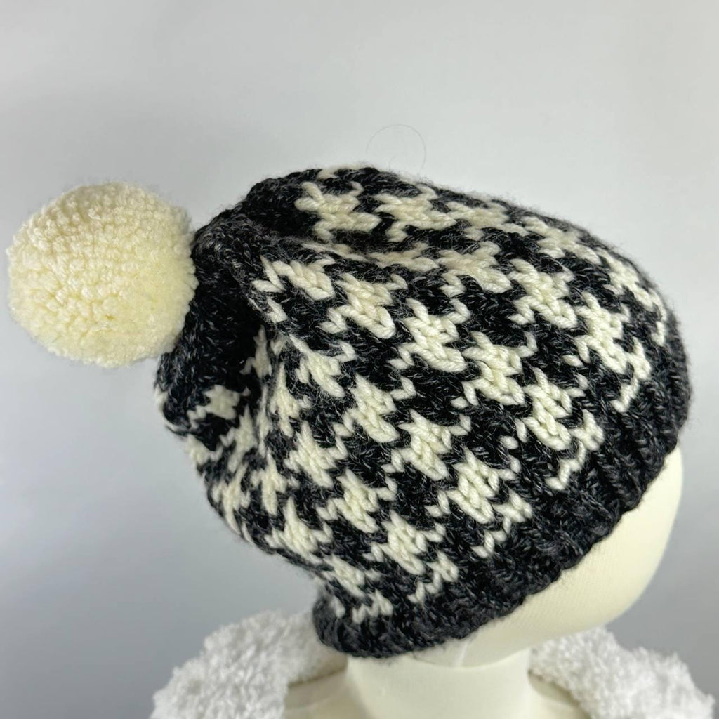Handmade Houndstooth Knit Beanie, Matching Family Set