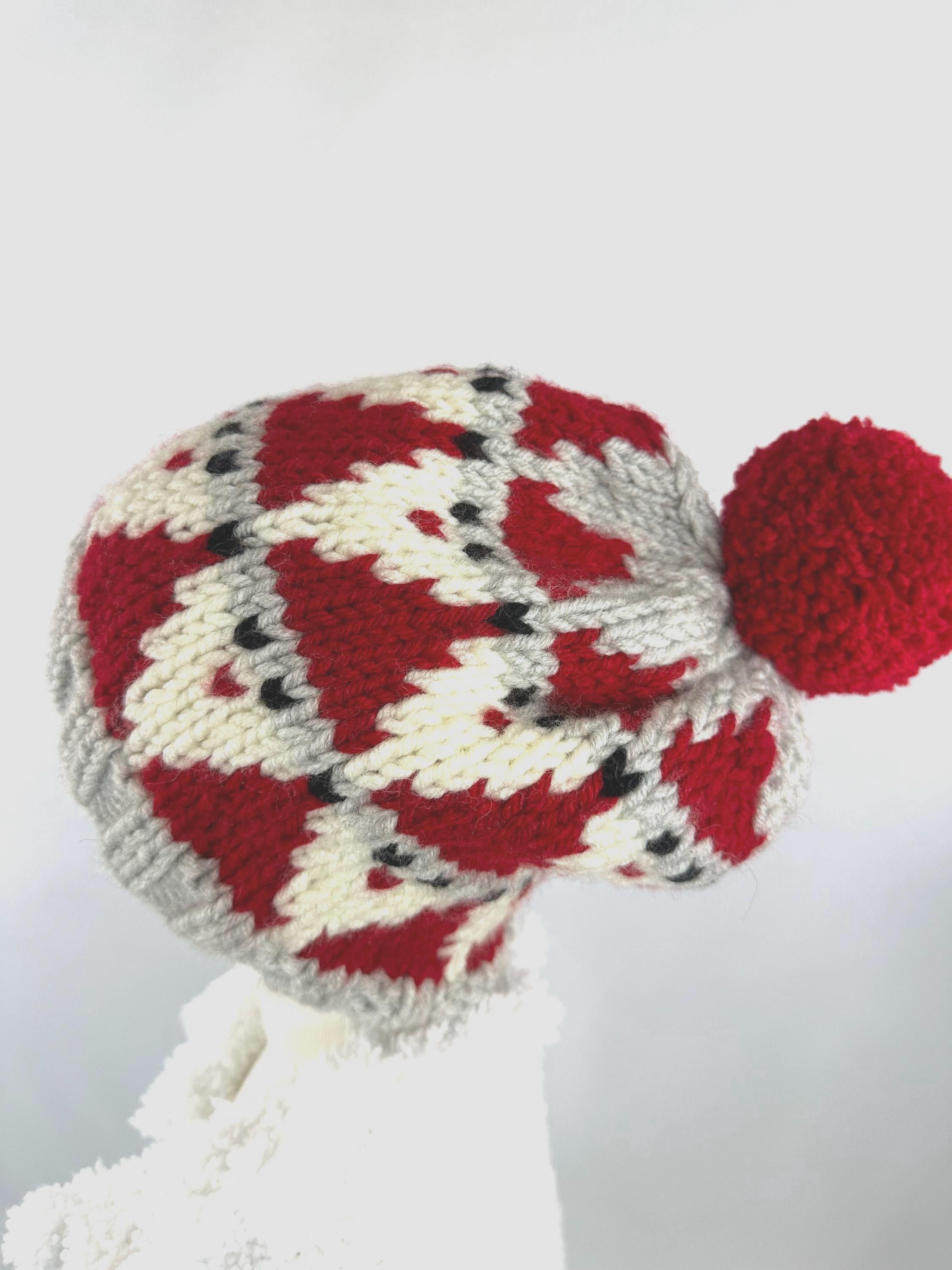 Handmade Santa Claus Knit Beanie,  Christmas Holiday Hat For Adults and Kids