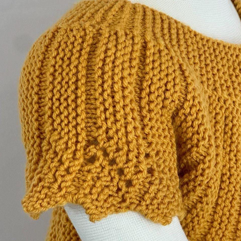 Hand Knitted Mustard Baby Cardigan, Soft Acrylic, 6-12 Months, Cozy Baby Sweater