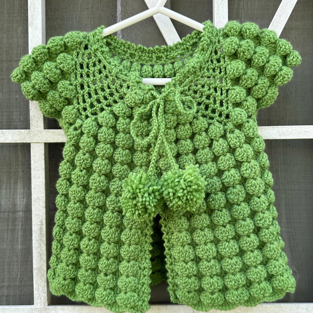 Handmade Crochet Lollipop Baby Vest: Soft Natural Yarn Cardigan (6-12 Months)