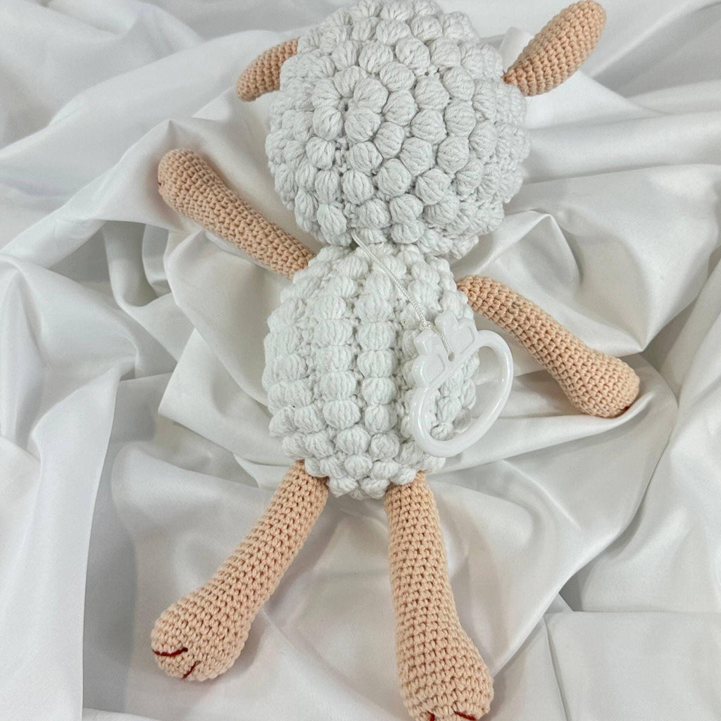 Handmade Crochet Musical Lamb Toy, Organic Baby Sleep Aid, Amigurumi Sheep