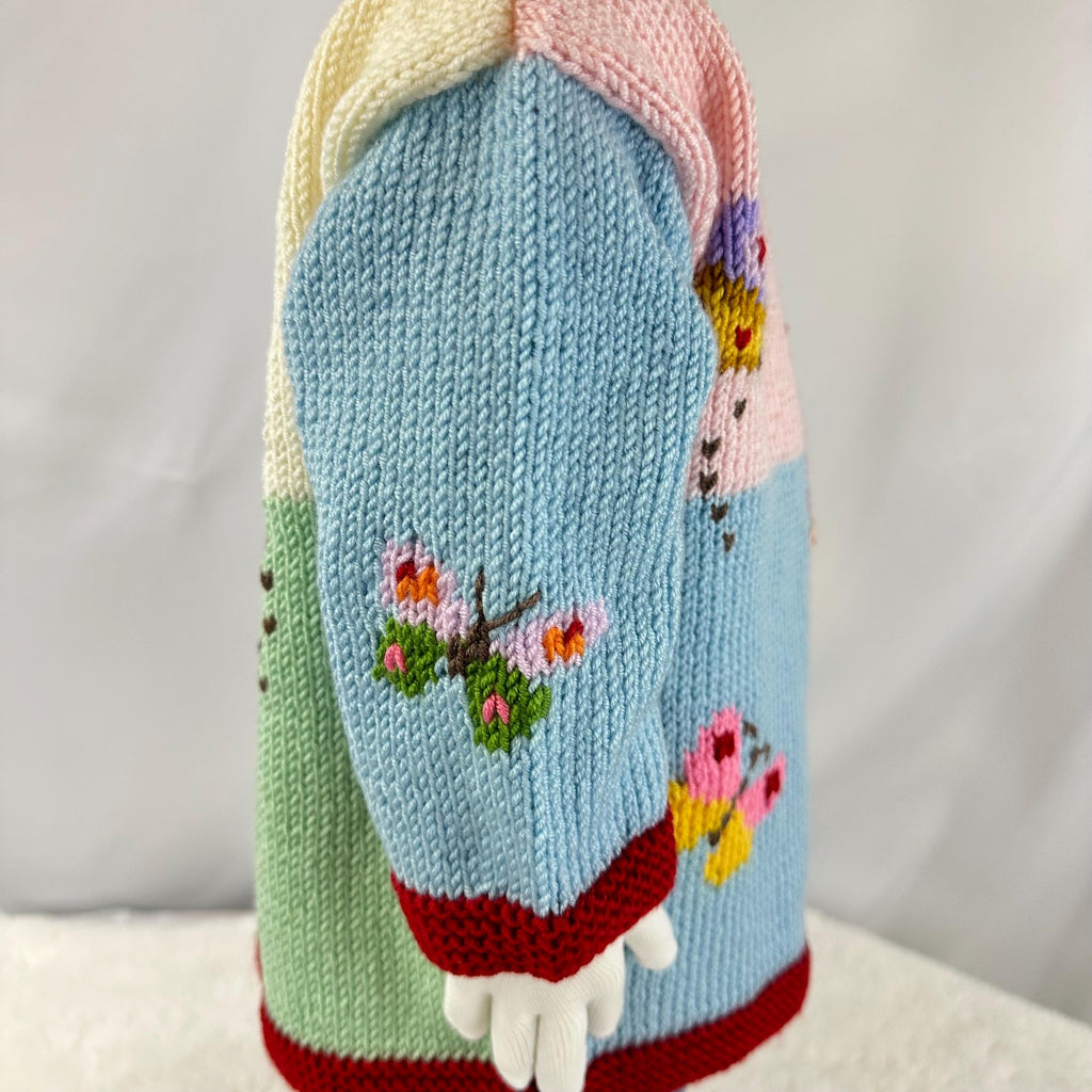 Handmade Butterfly Baby Cardigan, Soft Knit Girl Sweater,9-18 Month