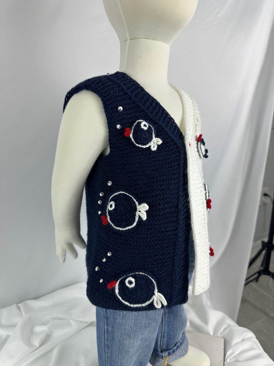 Handmade Baby Knit Vest, Knitted Baby Sweater, 12-18 Months