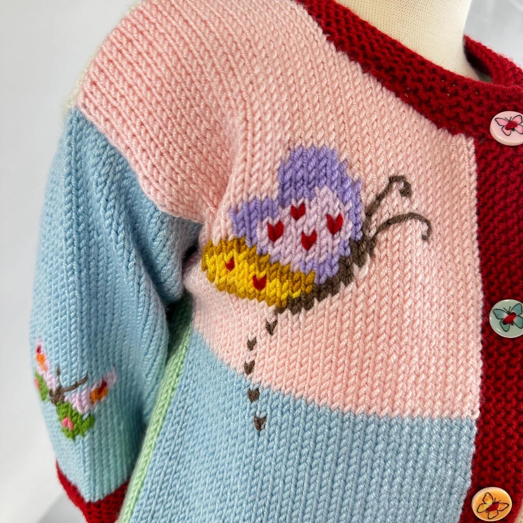 Handmade Butterfly Baby Cardigan, Soft Knit Girl Sweater,9-18 Month