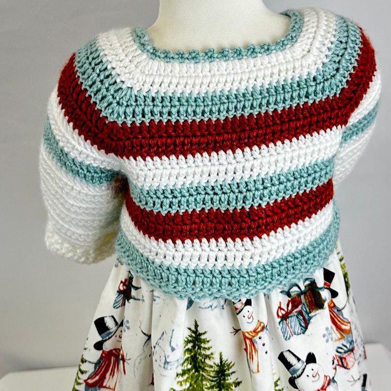 Hand-Knitted Christmas Baby Dress, Snowman Print Cotton Skirt,6-12 Month