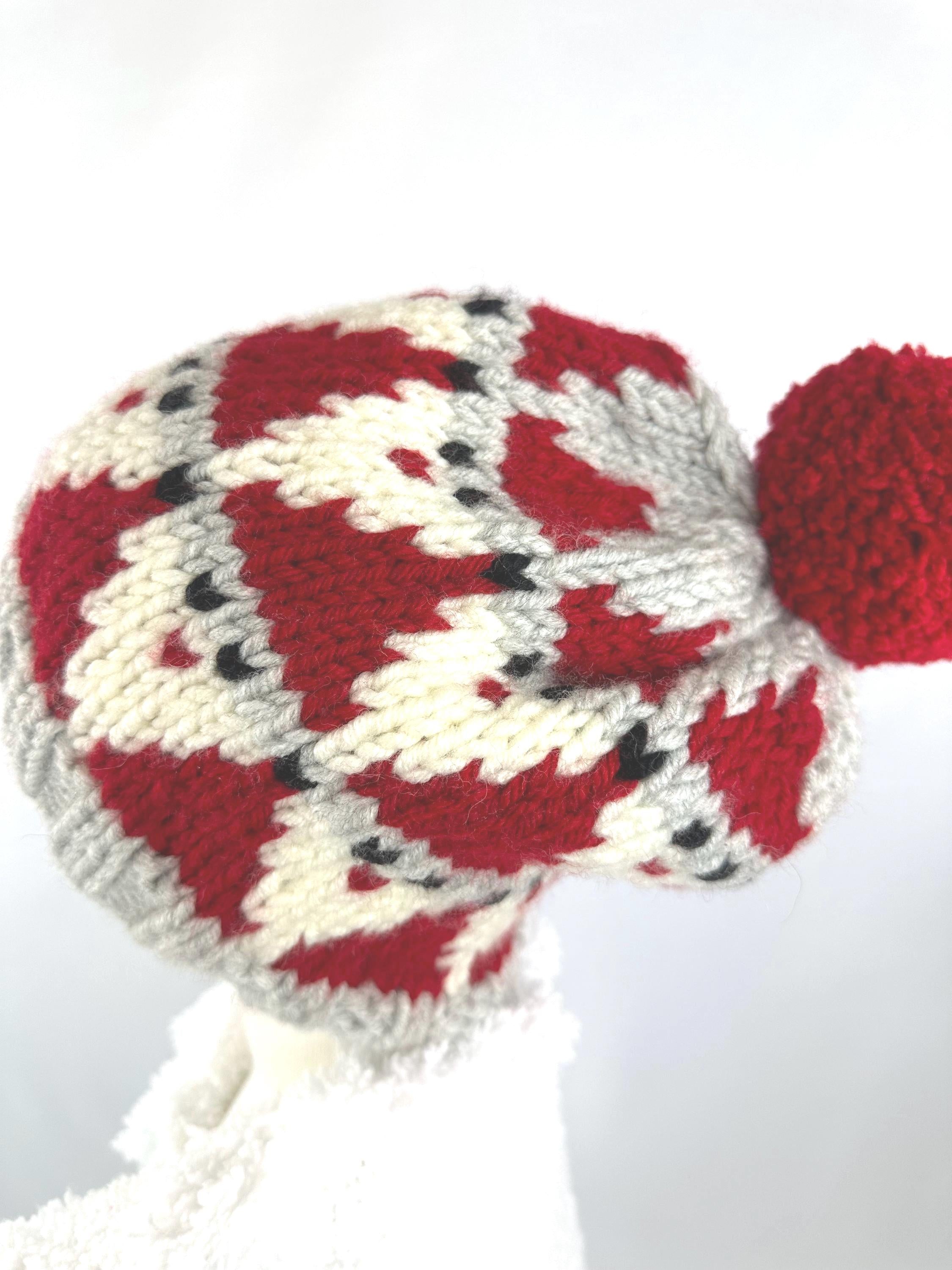 Handmade Santa Claus Knit Beanie,  Christmas Holiday Hat For Adults and Kids