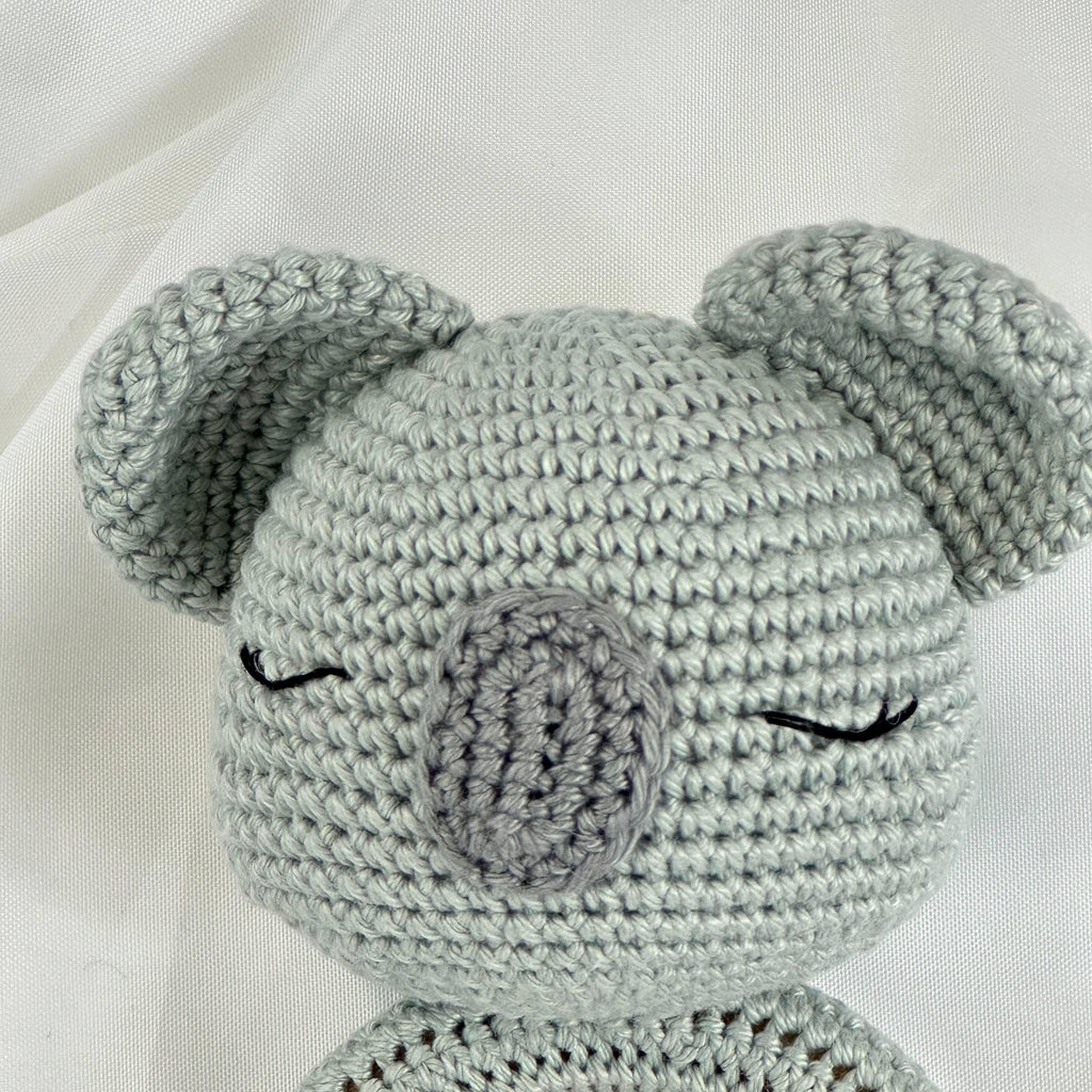 Handmade Crochet Koala Rattle, Natural Wooden Ring Baby Toy, Amigurumi Gift
