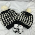 Handmade Houndstooth Knit Beanie, Matching Family Set