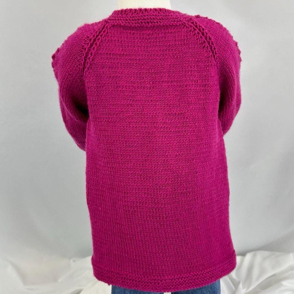 Handmade Pink Knit Baby Cardigan, Textured Knitwear, Buttoned Sweater (18-24 Month)