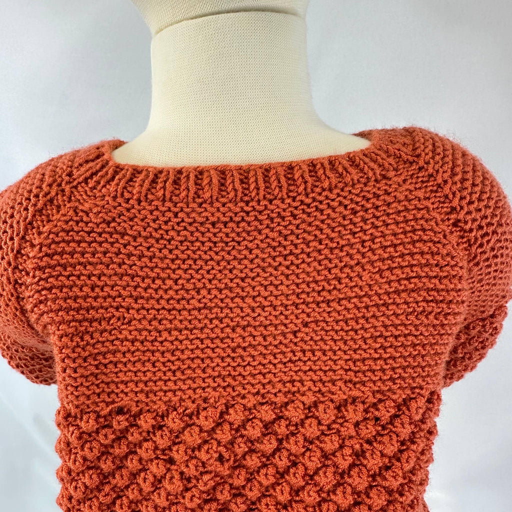 Hand Knit Baby Cardigan, Rust Orange Sweater, Wooden Buttons, 18-24 Month