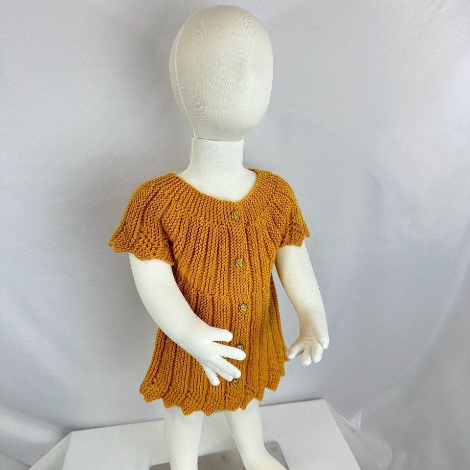 Hand Knitted Mustard Baby Cardigan, Soft Acrylic, 6-12 Months, Cozy Baby Sweater