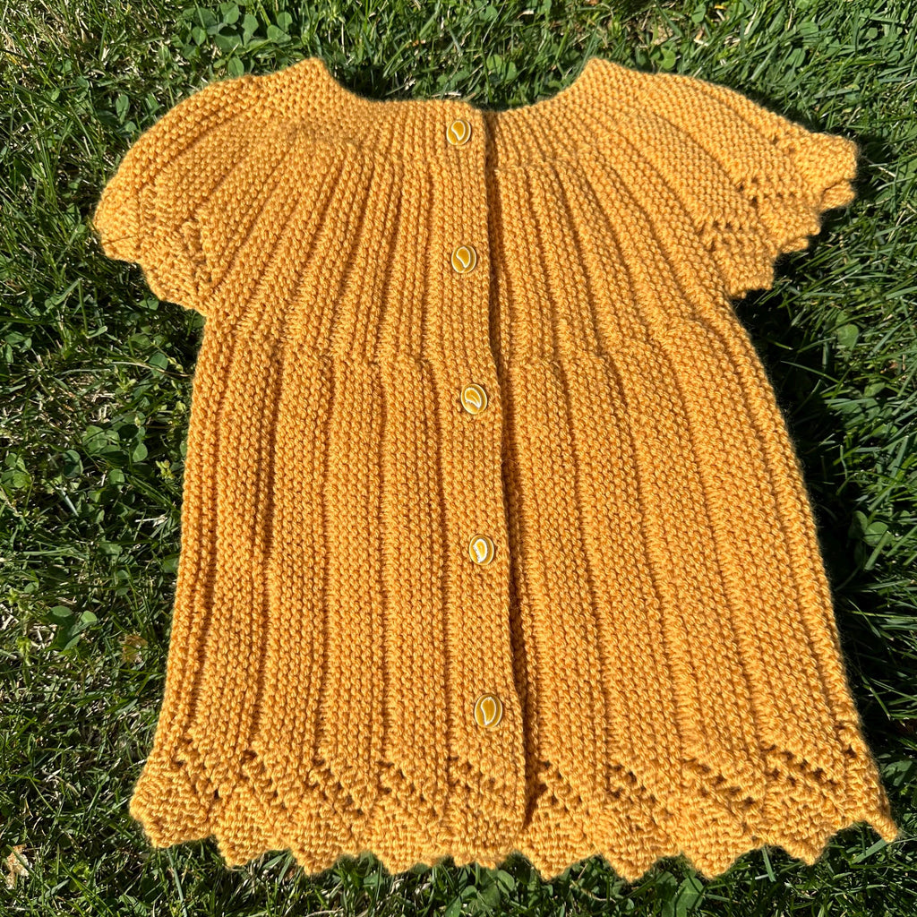 Hand Knitted Mustard Baby Cardigan, Soft Acrylic, 6-12 Months, Cozy Baby Sweater
