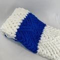 Hand Knitted Chunky Baby Blanket, Blue and White Nursery Decor
