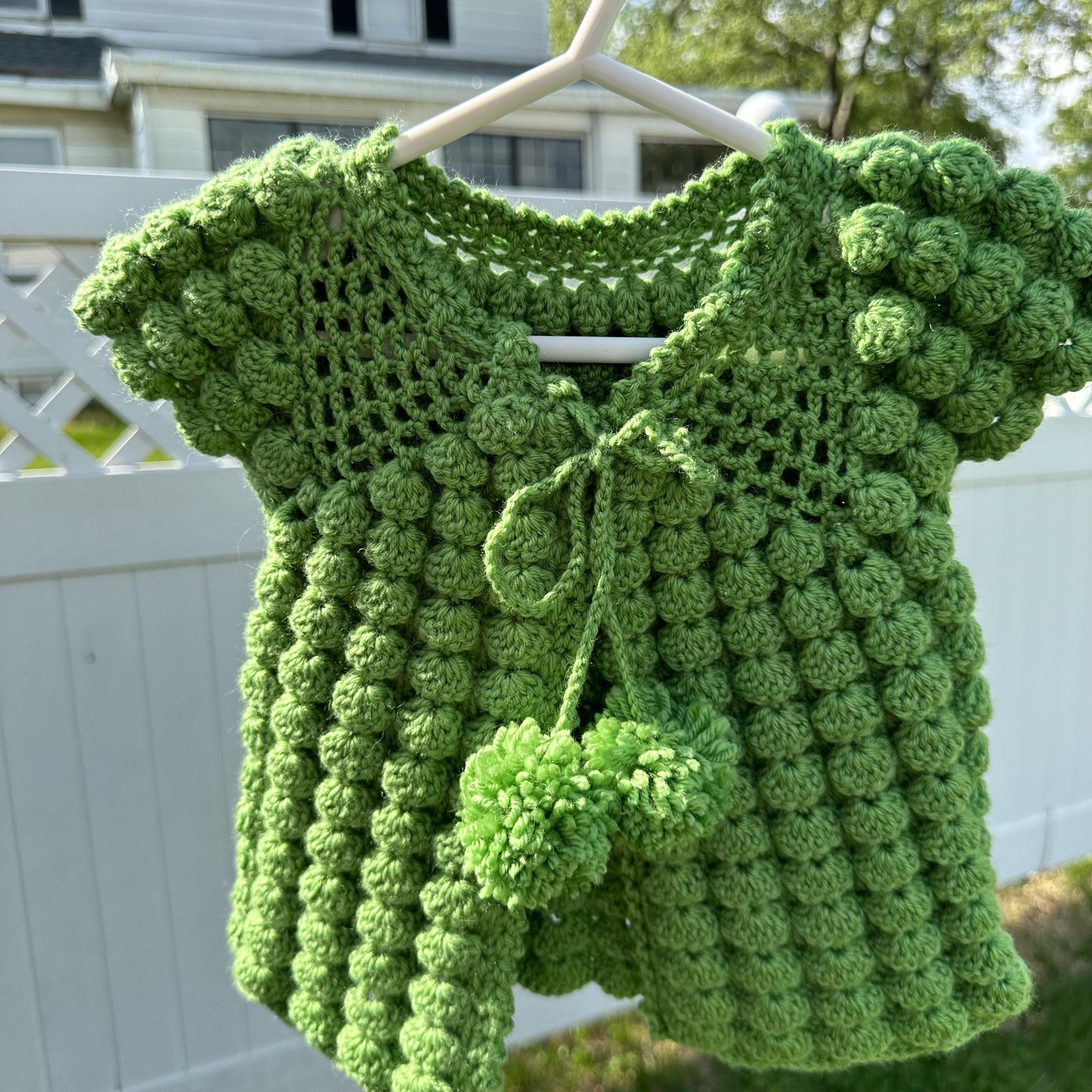 Handmade Crochet Lollipop Baby Vest: Soft Natural Yarn Cardigan (6-12 Months)
