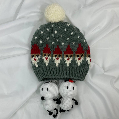 Hand Knit Santa Claus Christmas Beanie,  Holiday Hat