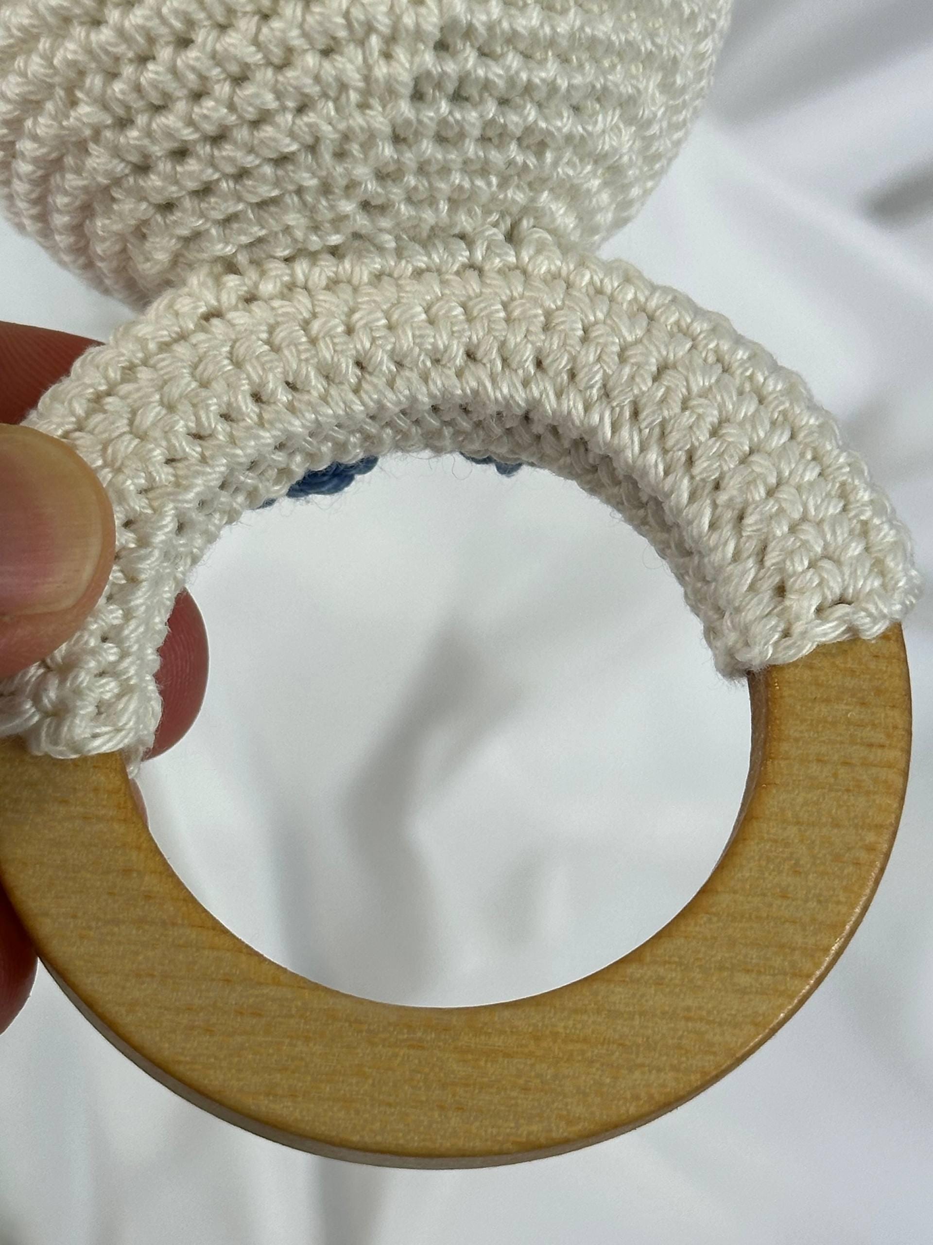 Handmade Crochet Baby Gift Set: Bunny Plush, Wooden Teether, Booties
