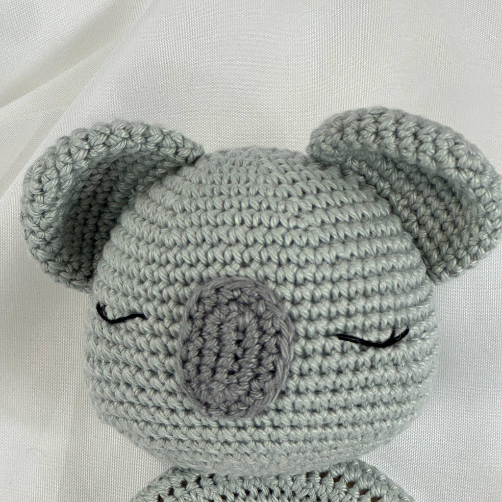 Handmade Crochet Koala Rattle, Natural Wooden Ring Baby Toy, Amigurumi Gift