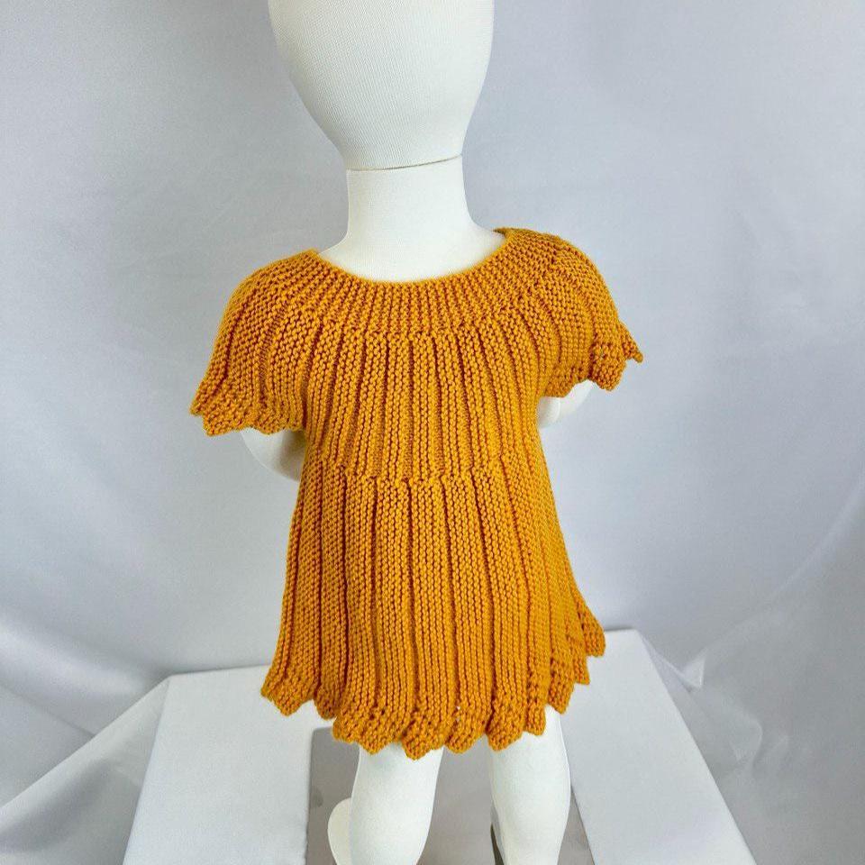 Hand Knitted Mustard Baby Cardigan, Soft Acrylic, 6-12 Months, Cozy Baby Sweater