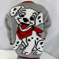 Hand-Knitted Dalmatian Baby Cardigan, Dog Sweater, Grey & Red, 9-18 Month