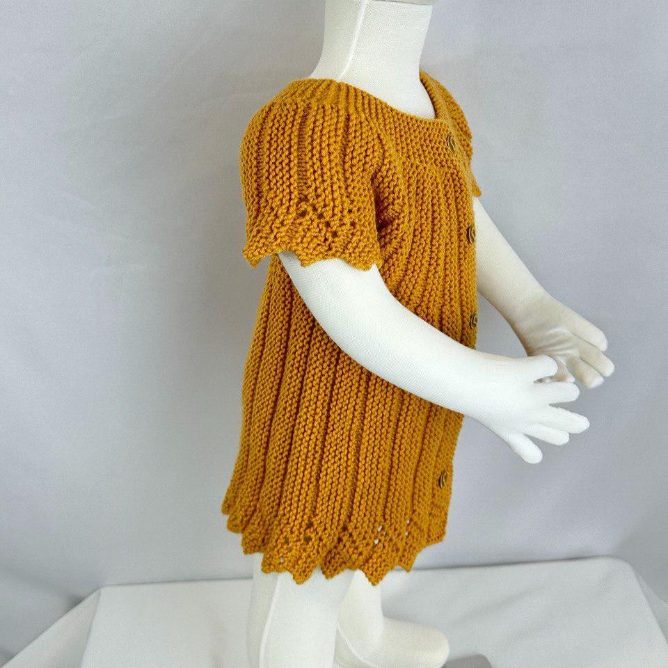 Hand Knitted Mustard Baby Cardigan, Soft Acrylic, 6-12 Months, Cozy Baby Sweater