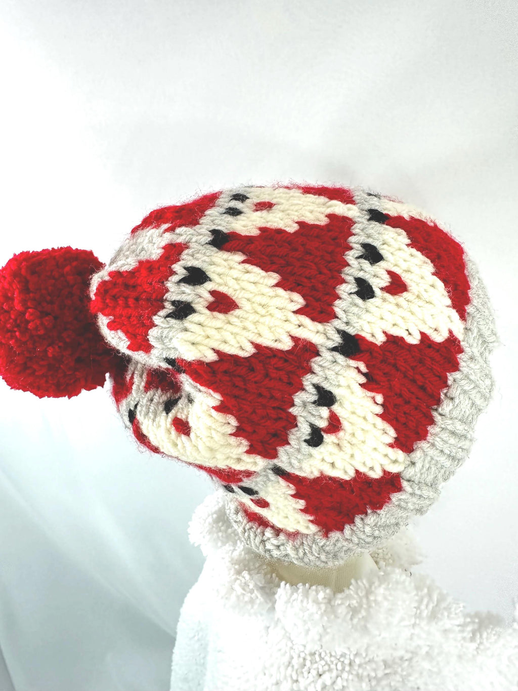 Handmade Santa Claus Knit Beanie,  Christmas Holiday Hat For Adults and Kids