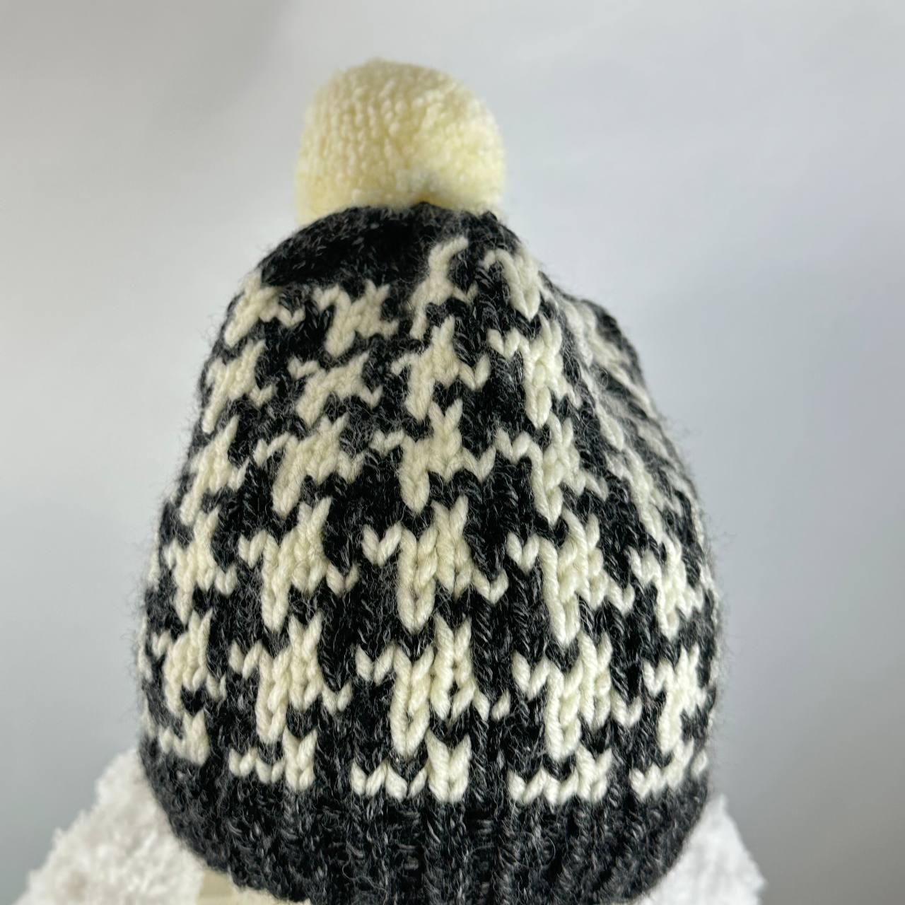 Handmade Houndstooth Knit Beanie, Matching Family Set