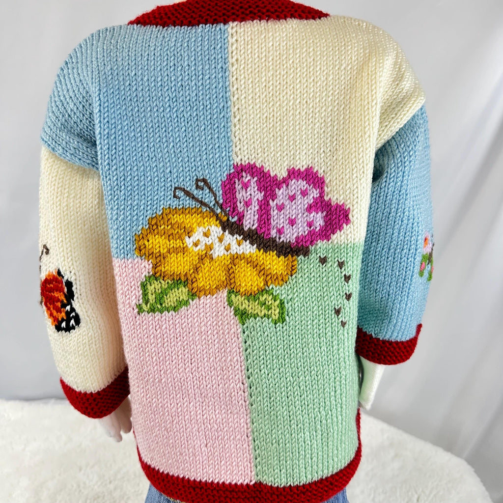 Handmade Butterfly Baby Cardigan, Soft Knit Girl Sweater,9-18 Month