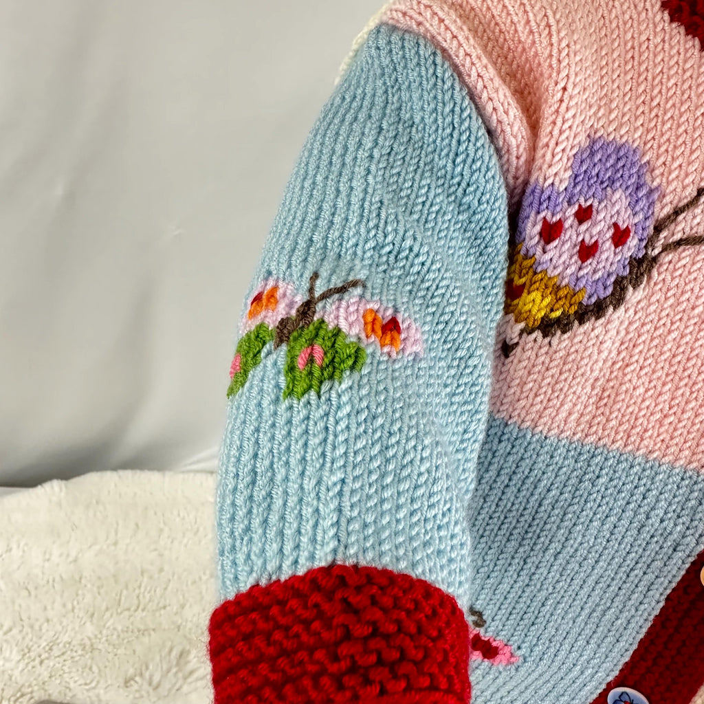 Handmade Butterfly Baby Cardigan, Soft Knit Girl Sweater,9-18 Month