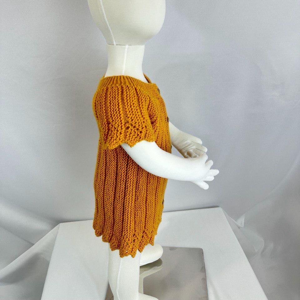 Hand Knitted Mustard Baby Cardigan, Soft Acrylic, 6-12 Months, Cozy Baby Sweater