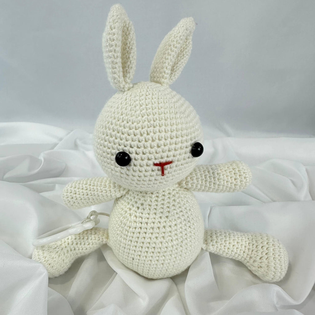 Handmade Crochet Baby Gift Set: Bunny Plush, Wooden Teether, Booties