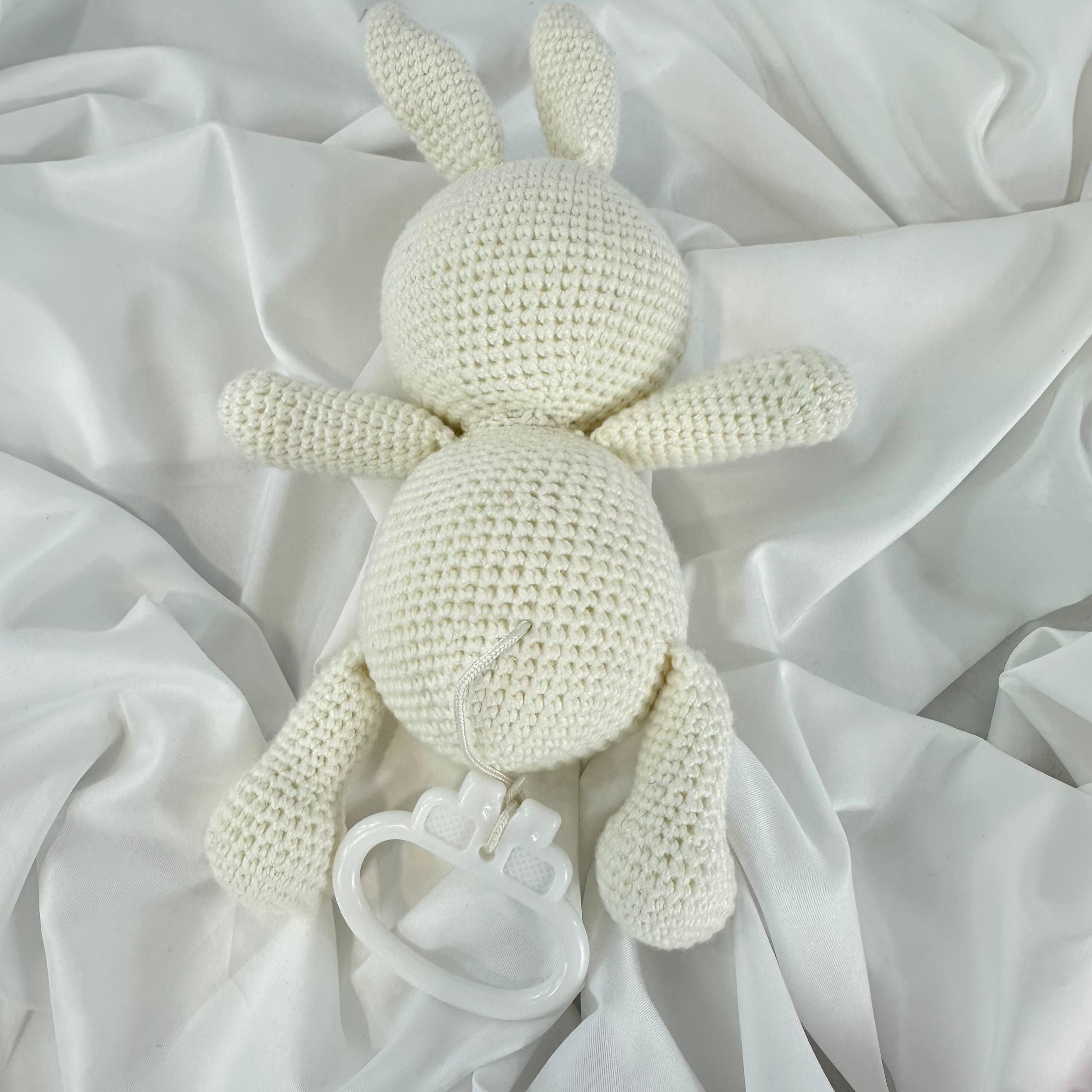 Handmade Crochet Baby Gift Set: Bunny Plush, Wooden Teether, Booties