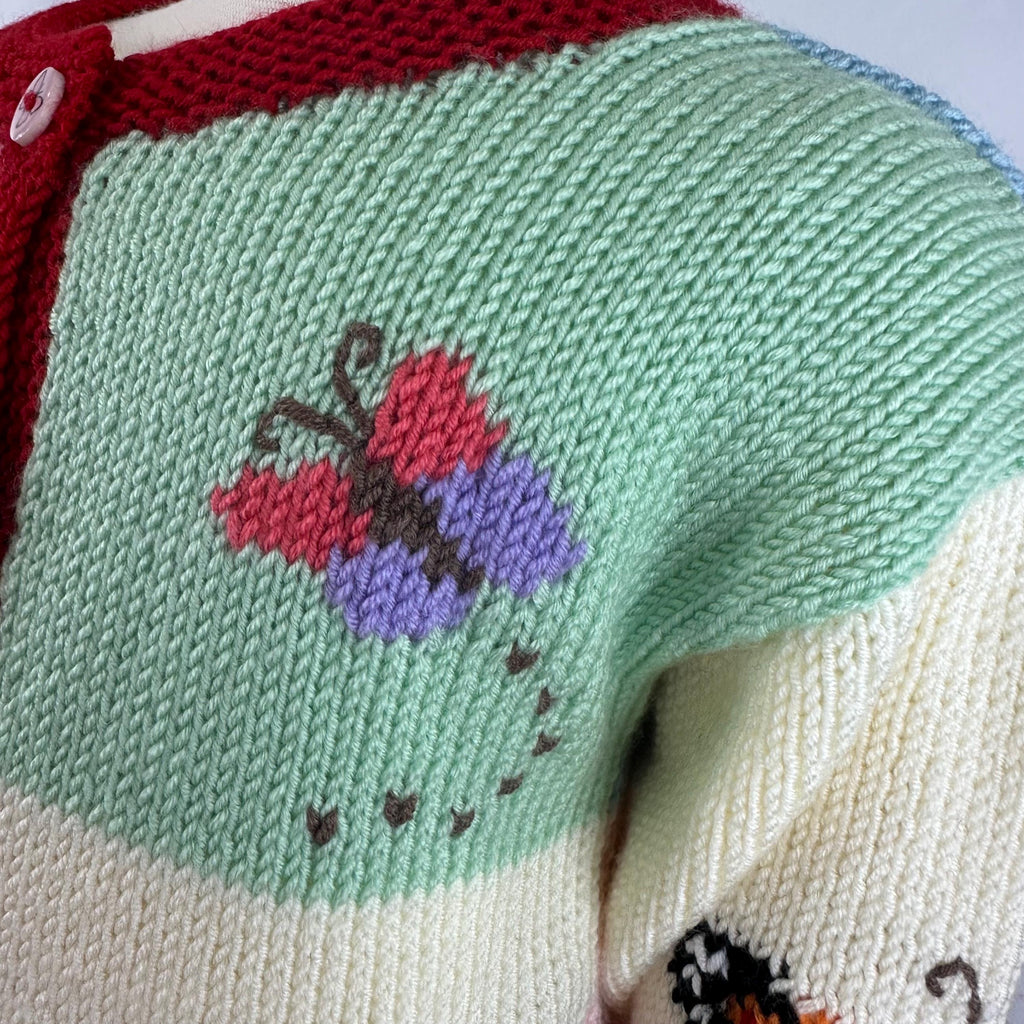 Handmade Butterfly Baby Cardigan, Soft Knit Girl Sweater,9-18 Month