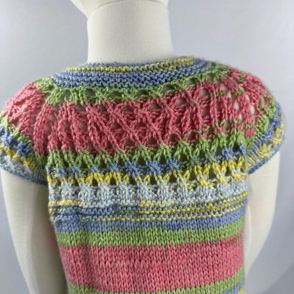 Hand Knitted Rainbow Baby Vest, Sleeveless Cotton Cardigan,6-12 Month